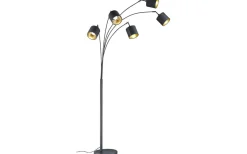 Tommy Golvlampa 5-delad kurvad E14 matt svart/guld