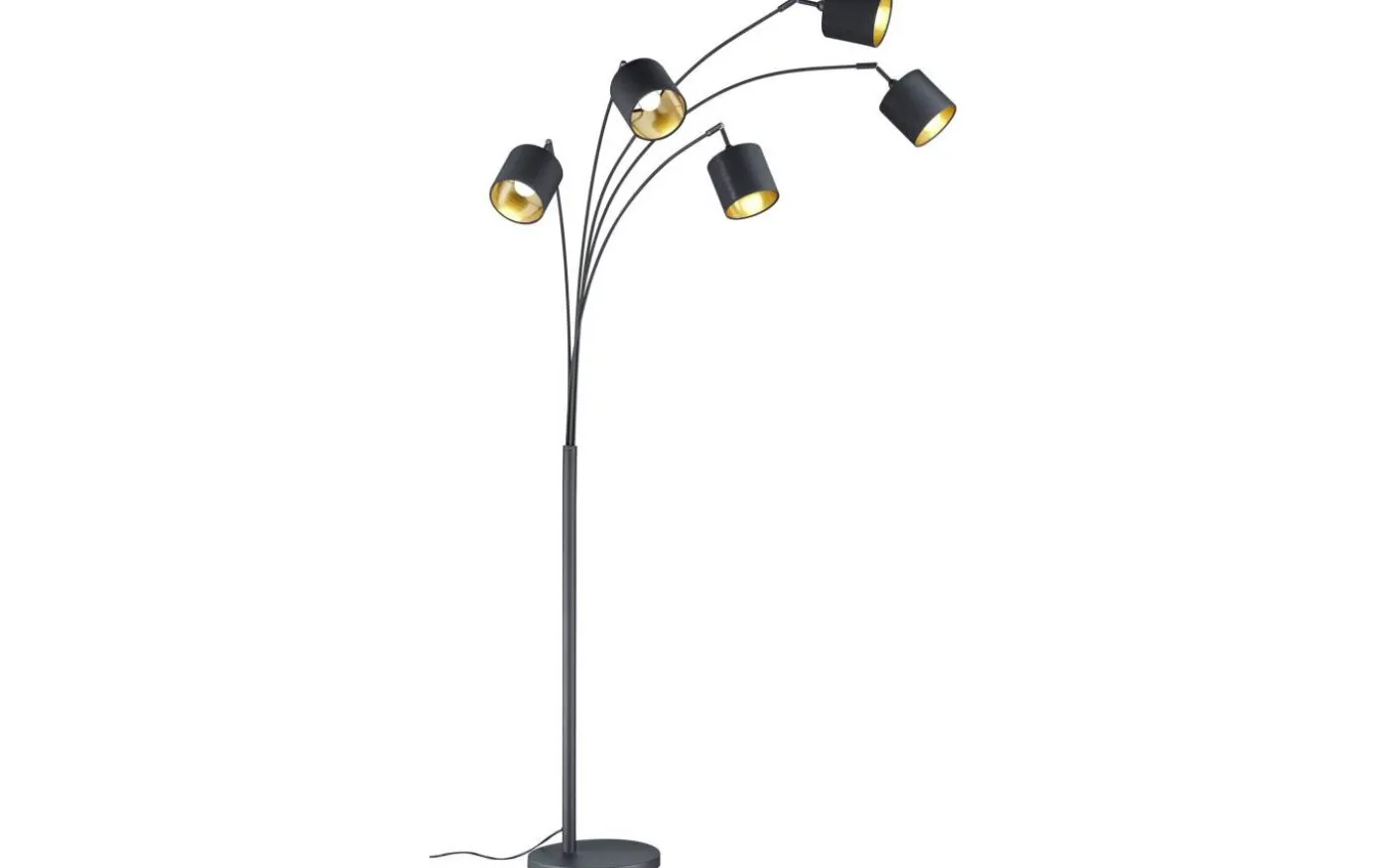 Tommy Golvlampa 5-delad kurvad E14 matt svart/guld