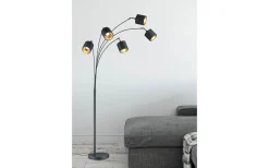 Tommy Golvlampa 5-delad kurvad E14 matt svart/guld