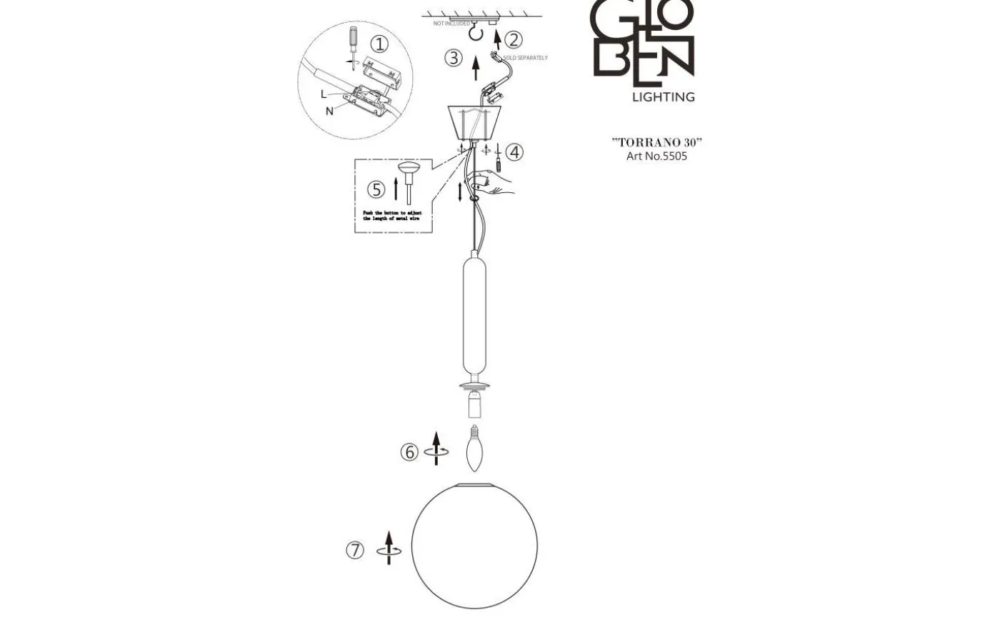 Torrano Taklampa 30cm E14 Svart/Opalvit