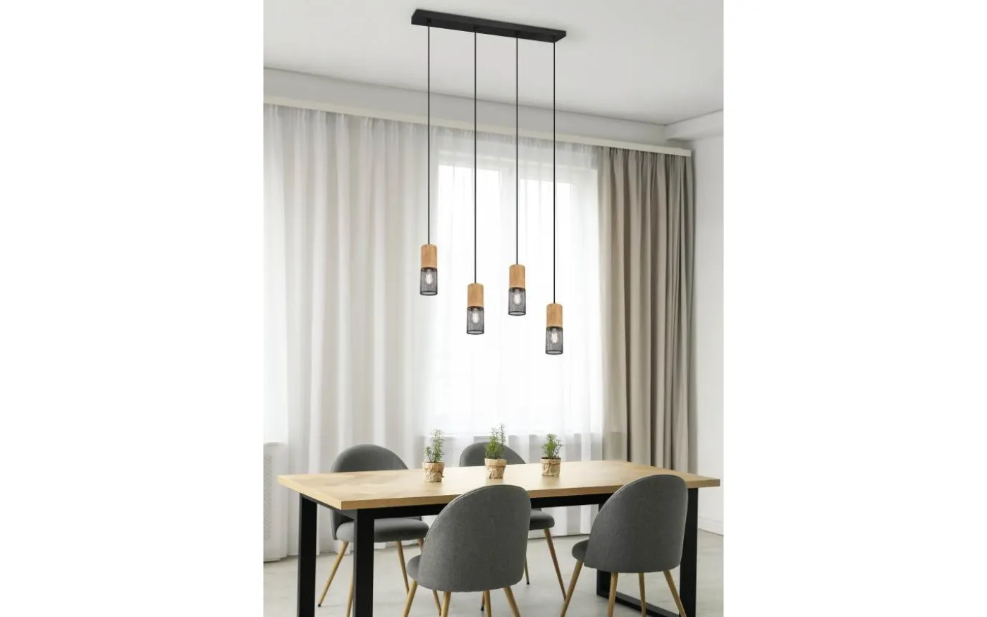 Tosh Takpendel 4xE27 mattsvart