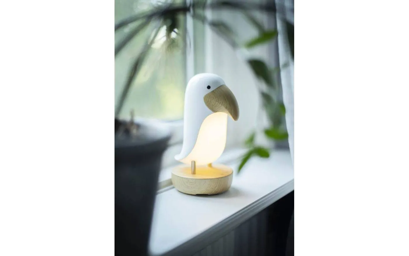 Toucan Bird Uppladdningsbar Nattlampa 20cm Vit