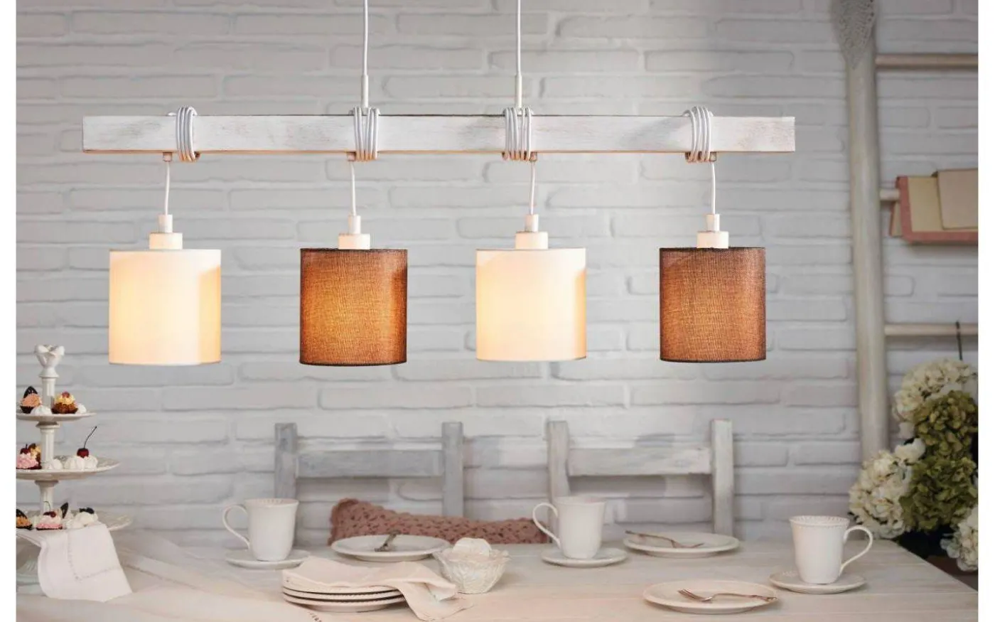 Townshend Taklampa 100cm 4L Vit/Patina/Brun