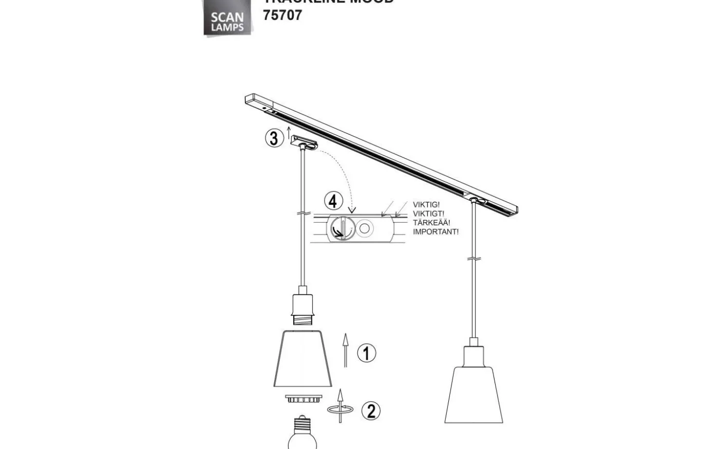 Trackline Mood Pendel 12cm Vit