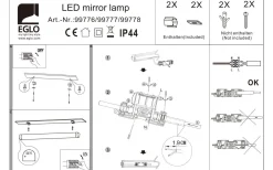 Tragacete Spegellampa 77cm LED 4000K 18,5W Silver IP44