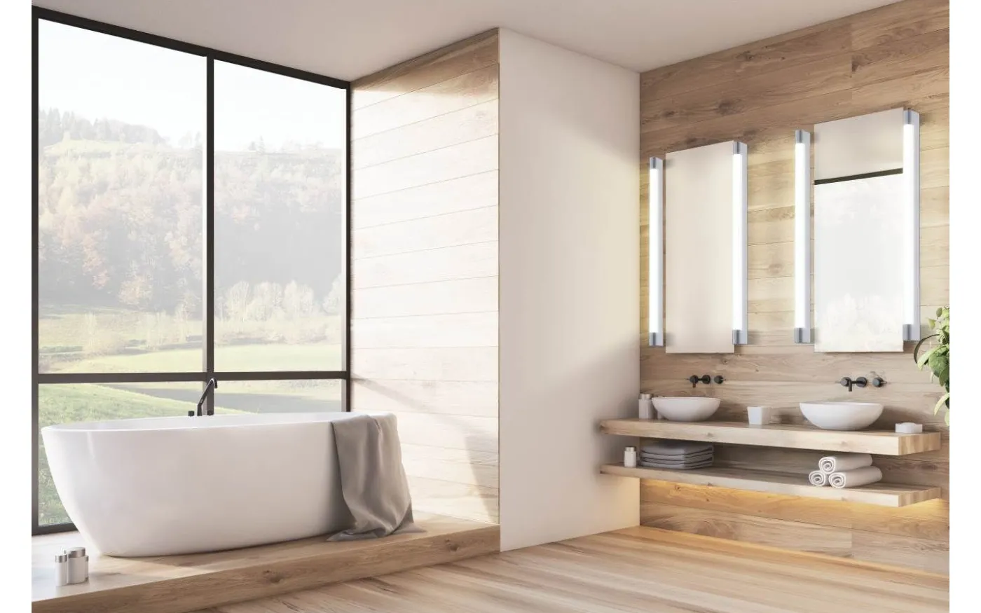 Tragacete Vägglampa 90cm LED 4000K 8/16W Krom IP44