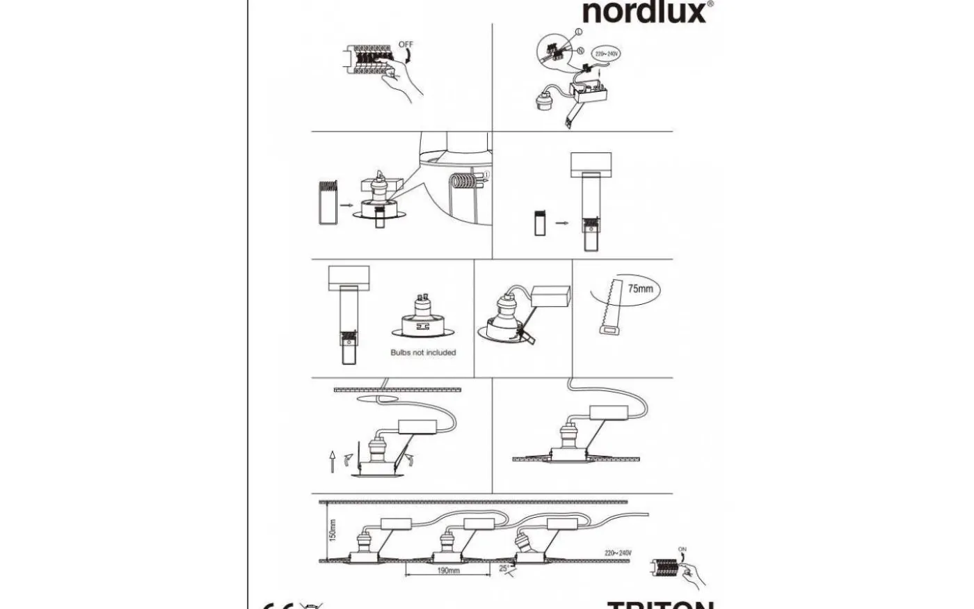 Triton Spotlight 3-Pack GU10 IP23 Borstad Stål