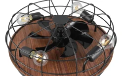 Trondheim Takfläkt 48cm 4xE27 matt svart/trä