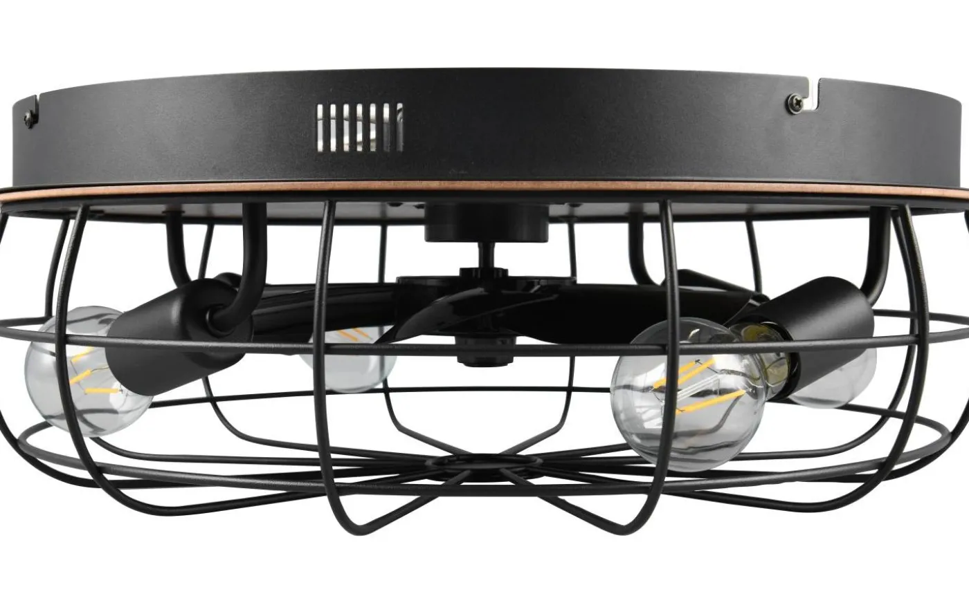 Trondheim Takfläkt 48cm 4xE27 matt svart/trä