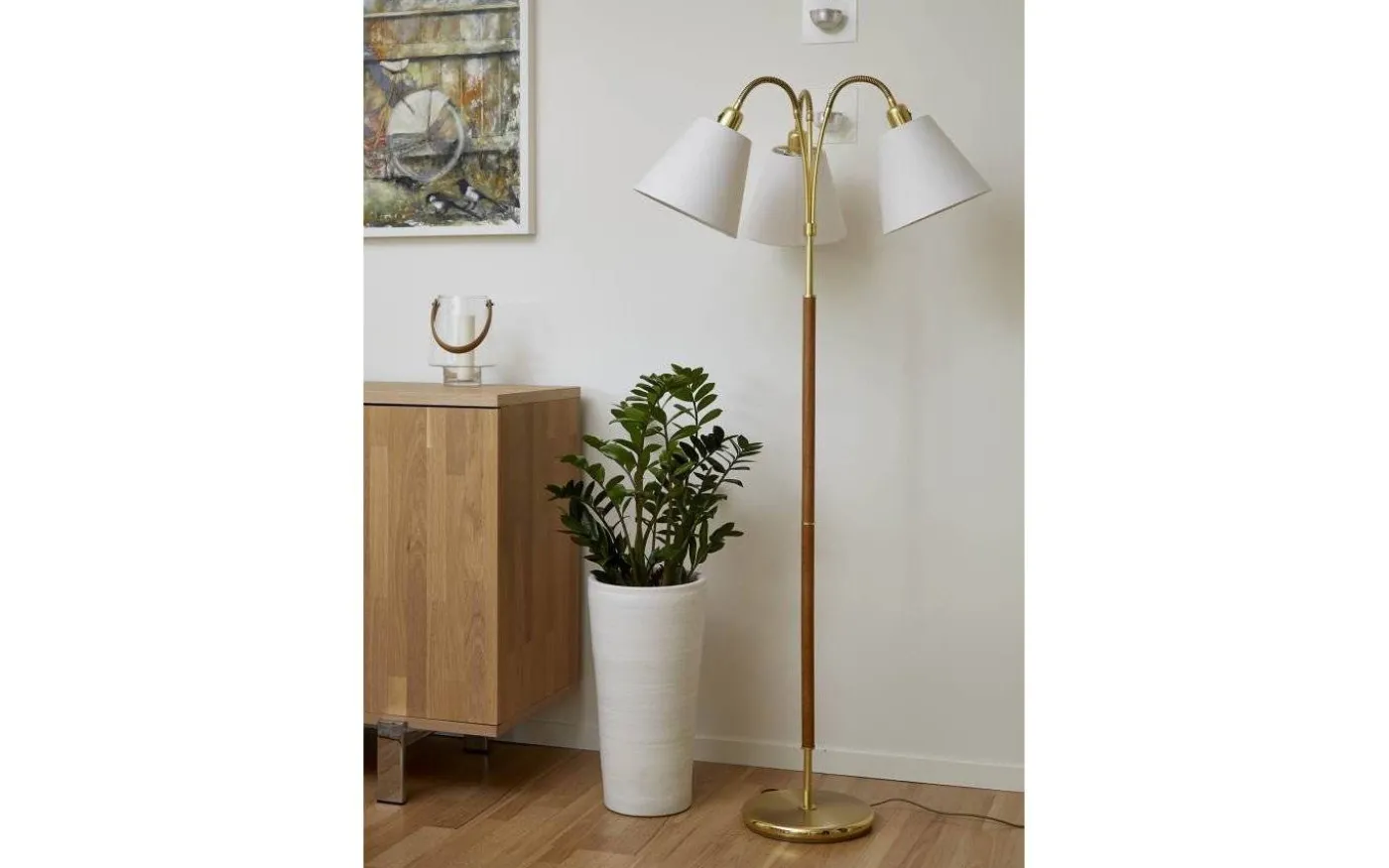 Tullgarn Golvfot 148cm 3L Mässing/Ek