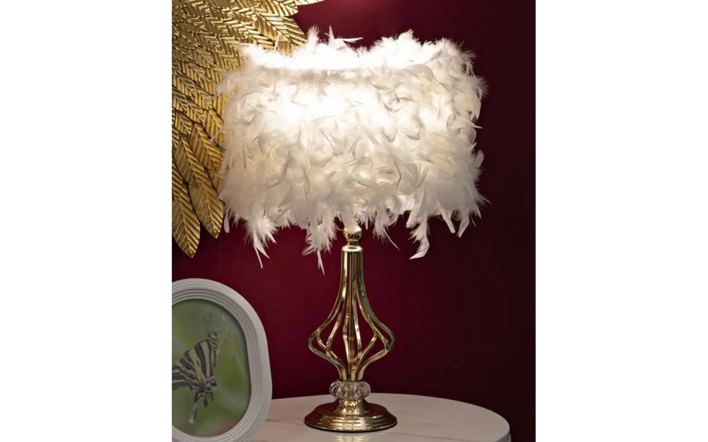 Tutto Bordslampa Fjädrar 54cm Vit