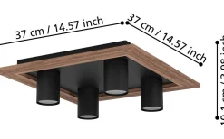 Valcasotto Plafond 37cm Svart/Natur