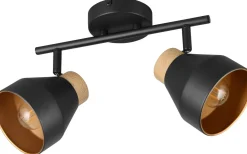 Valentin Spotlight 2-delad E14 matt svart/guld/trä