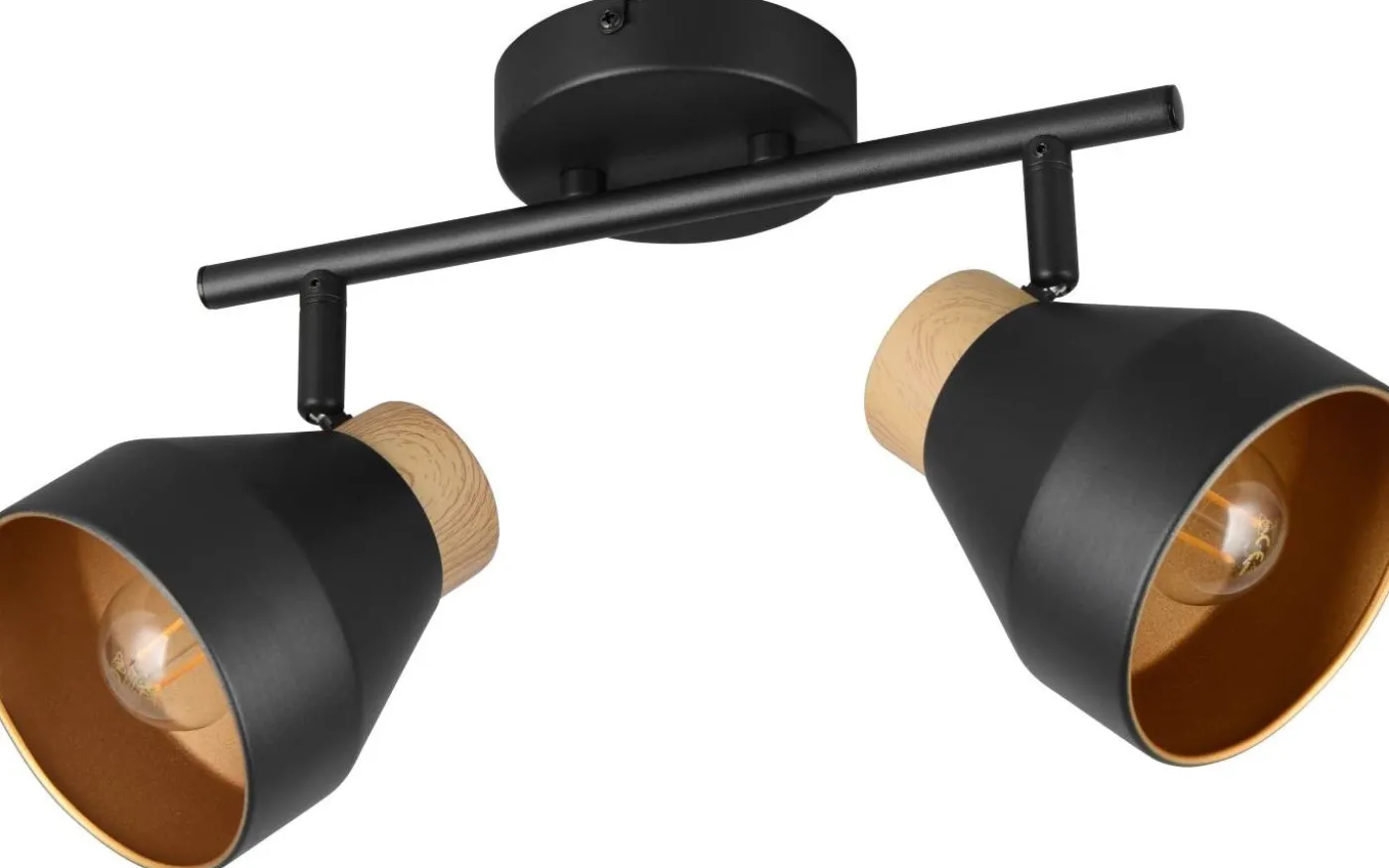 Valentin Spotlight 2-delad E14 matt svart/guld/trä