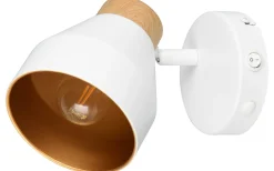 Valentin Spotlight E14 matt vit/guld/trä