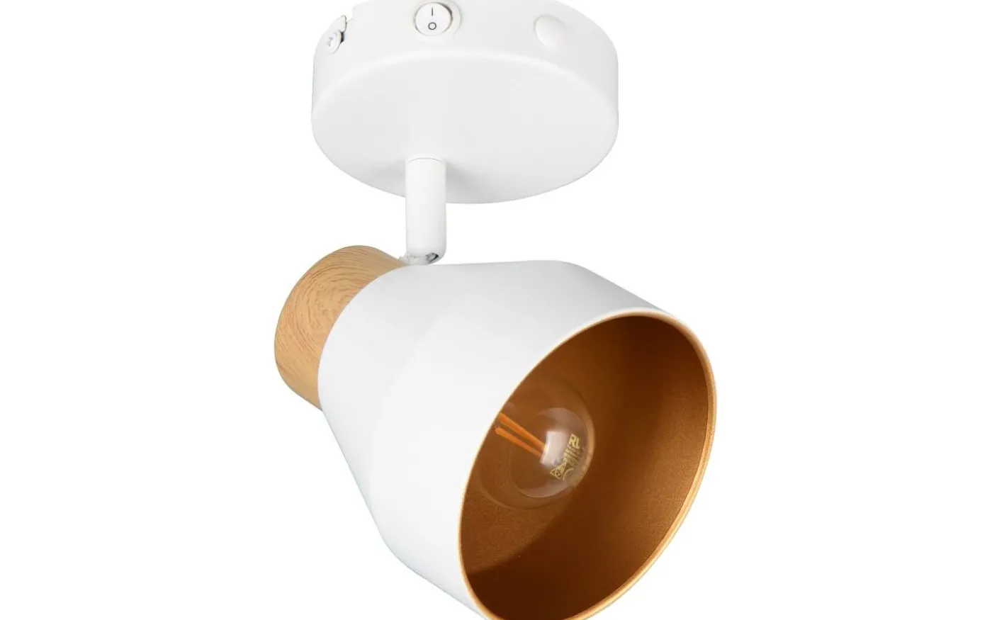 Valentin Spotlight E14 matt vit/guld/trä