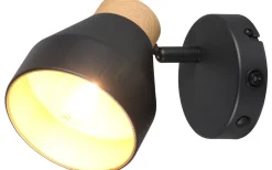 Valentin Spotlight E14 matt svart/guld/trä