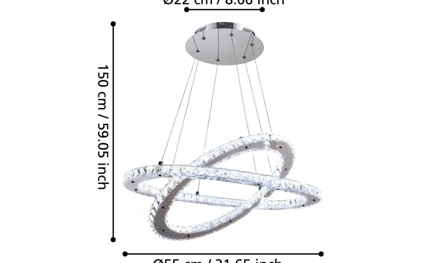 Varazzo Taklampa 67cm LED 3000K 29,6W Krom
