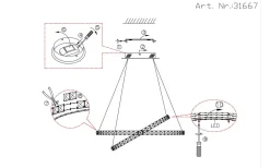 Varazzo Taklampa 67cm LED 3000K 29,6W Krom