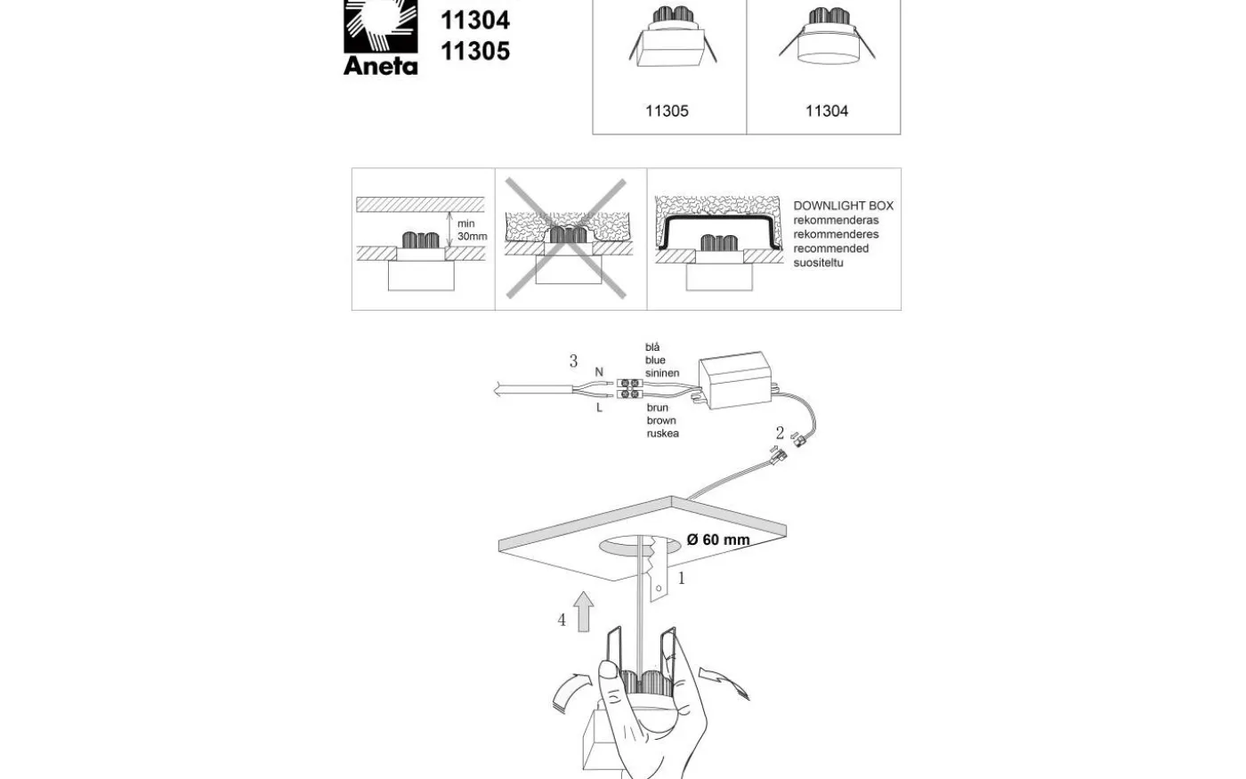 Vetro Infälld Spotlight 7x7cm LED 3W 3000K Aluminium IP44