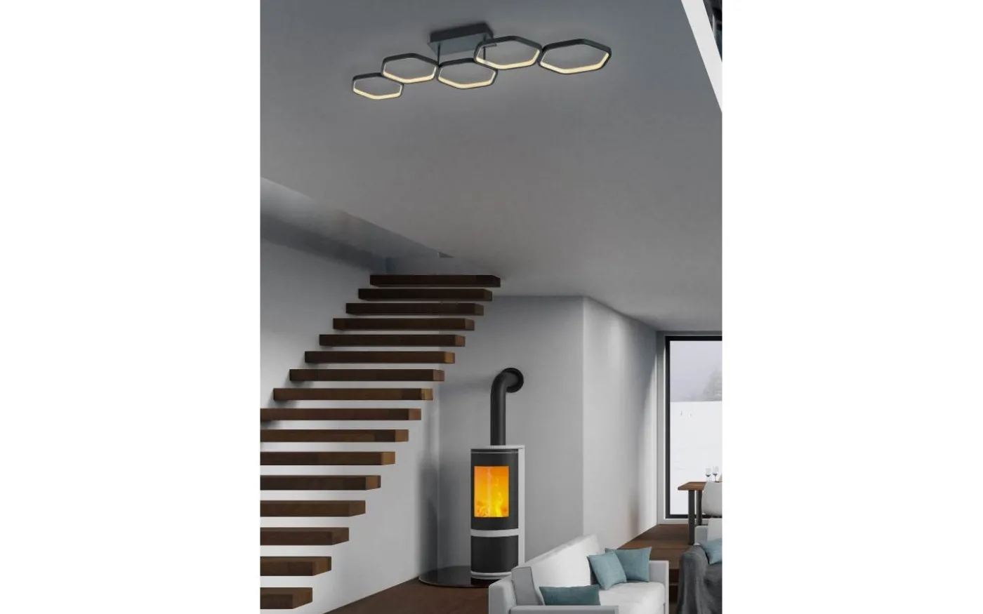 Vigo Plafond LED 5-delad mattsvart