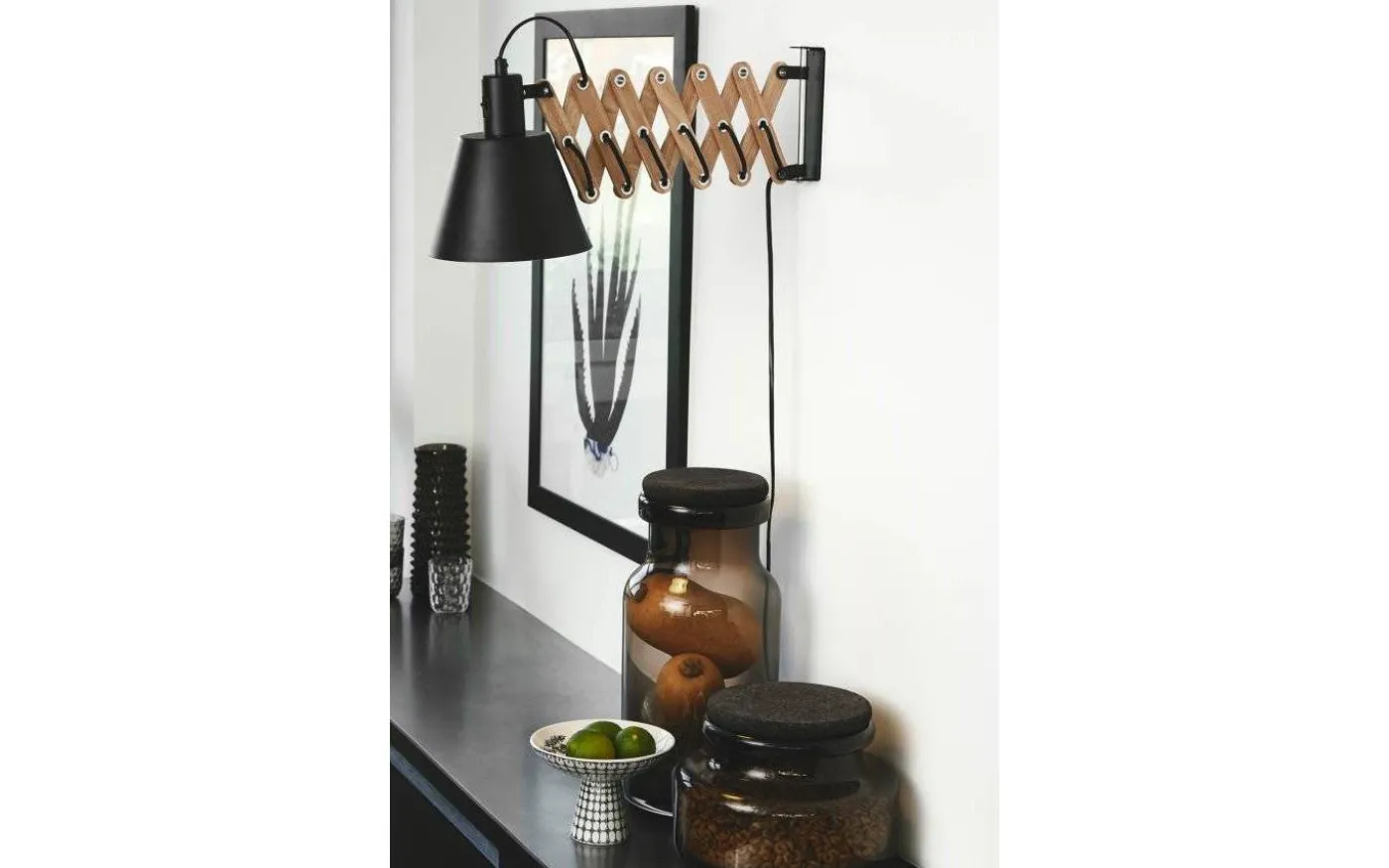 Vintage Vägglampa Valnöt/Svart