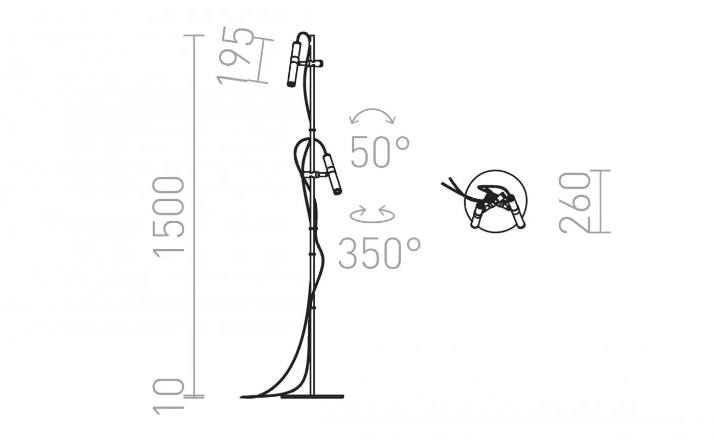 Viper Golvlampa 151cm Svart/Krom LED 2x3W 3000K