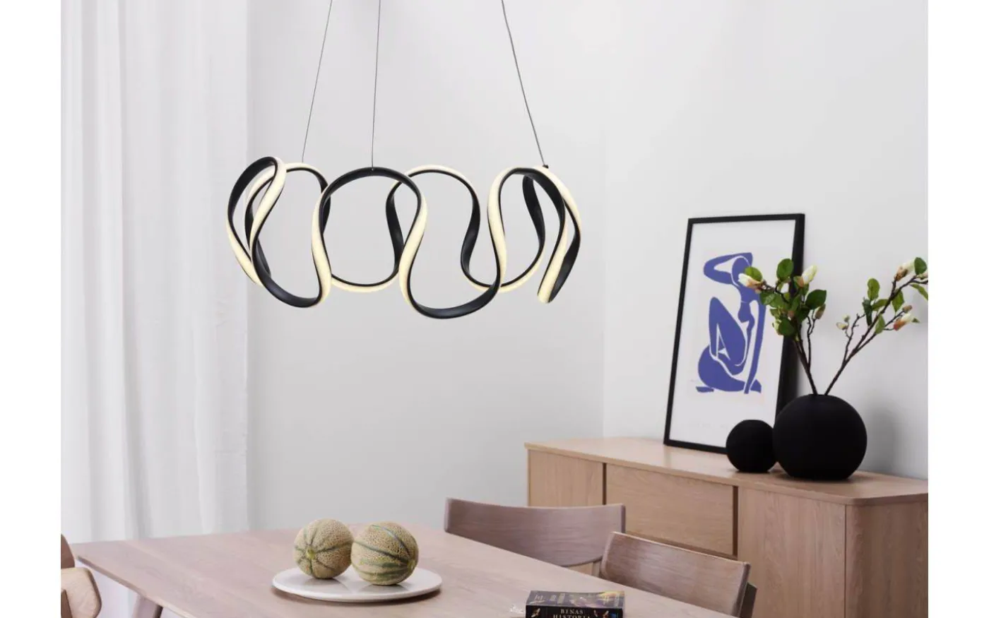 Wave Taklampa 55cm 3-steg DIM Svart