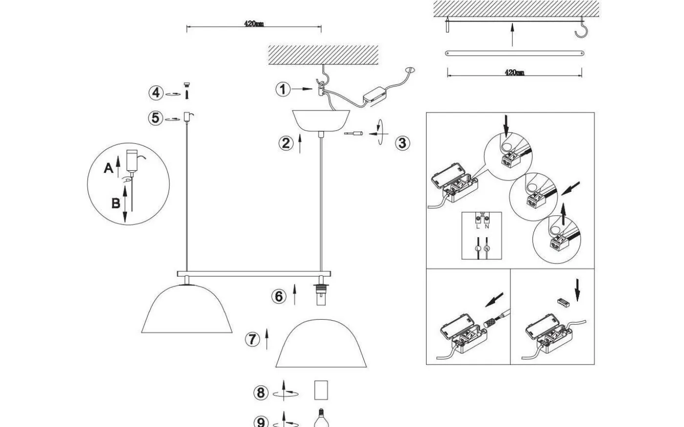 Wendo Taklampa 70cm 2L Mässing/Rök