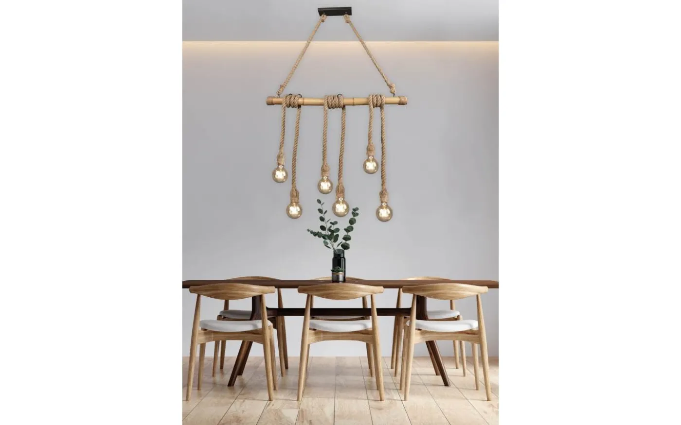 Wilma Takpendel 6xE27 brun/bambu