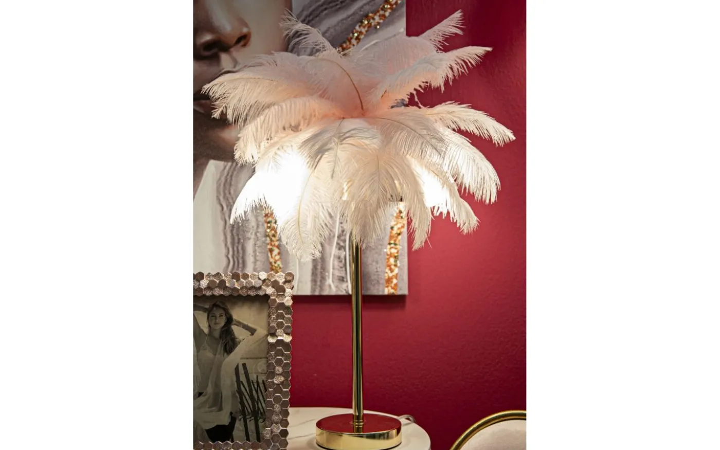 Yoga Bordslampa Palm 55cm Rosa/Guld