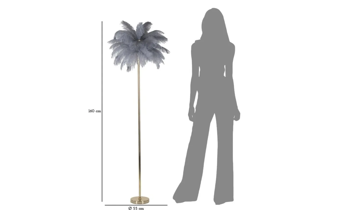 Yoga Golvlampa Palm 160cm Grå/Guld