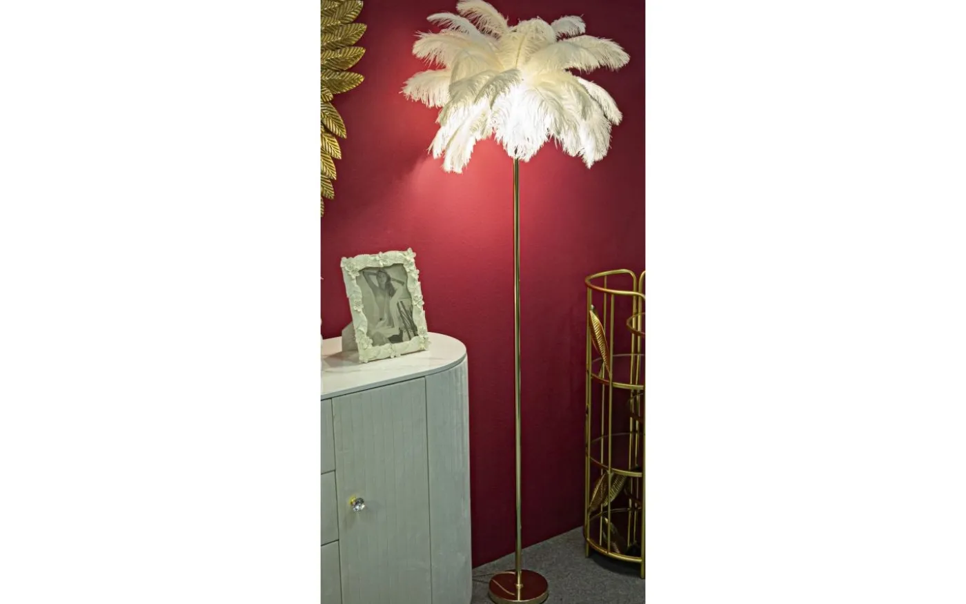 Yoga Golvlampa Palm 160cm Vit/Guld