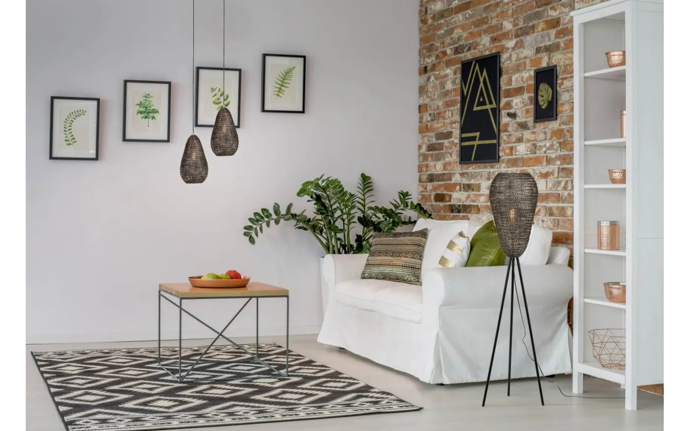 Ziva Golvlampa E27 mattsvart/gammalmässing