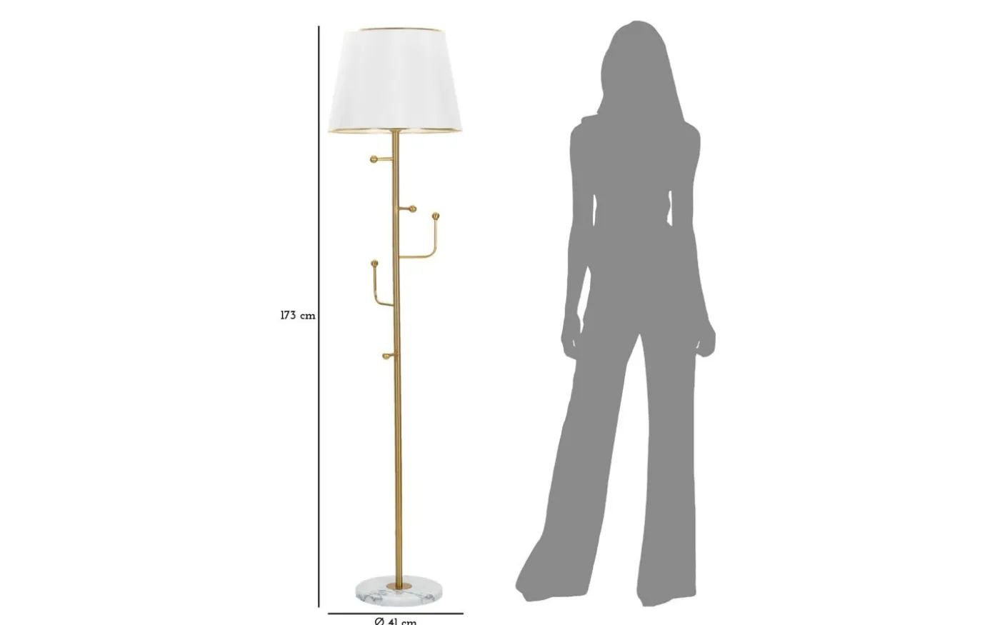 Zodiac Golvlampa Hängare 173cm Guld/Vit